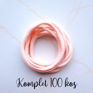 Naglavni trak iz najlona, nežno roza, 4 mm, 100 kos