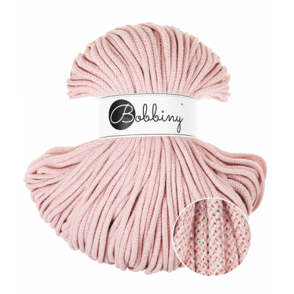 Bobbiny braided cord 100 m glossy pastel pink